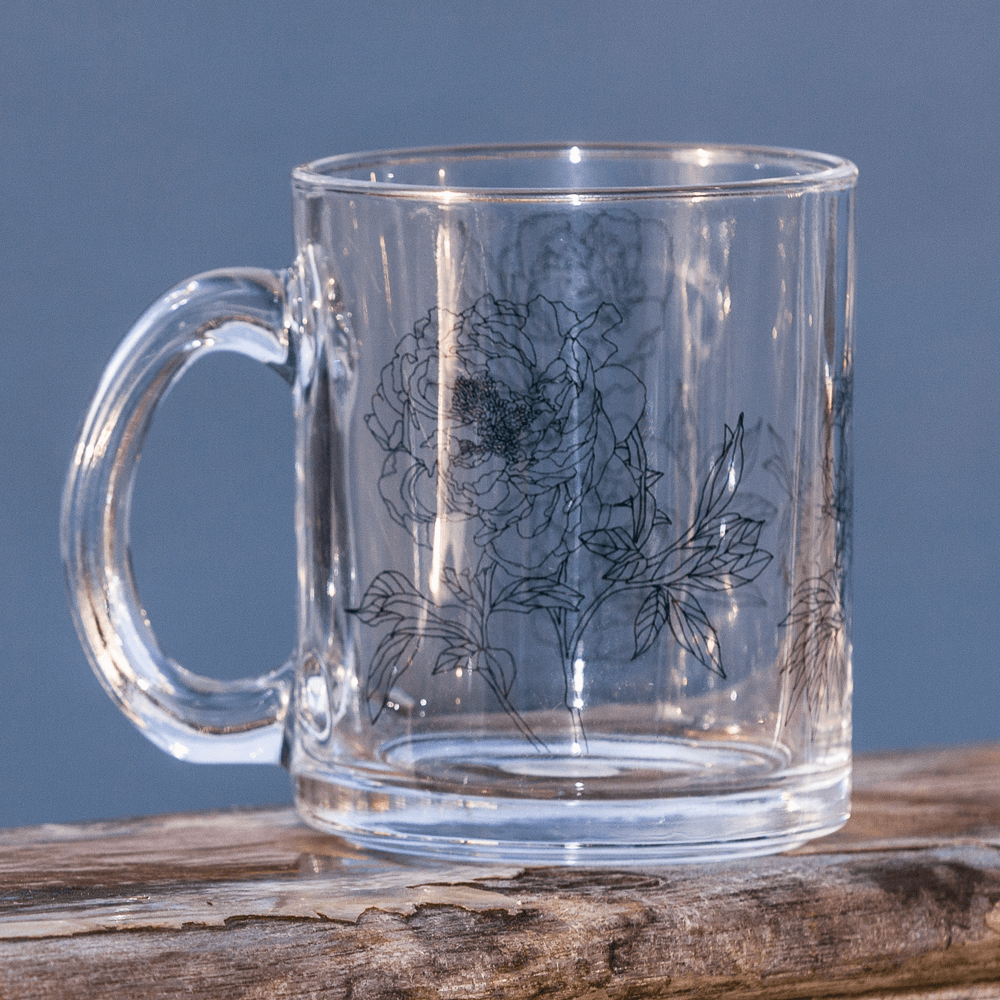 Peony Glass Mug