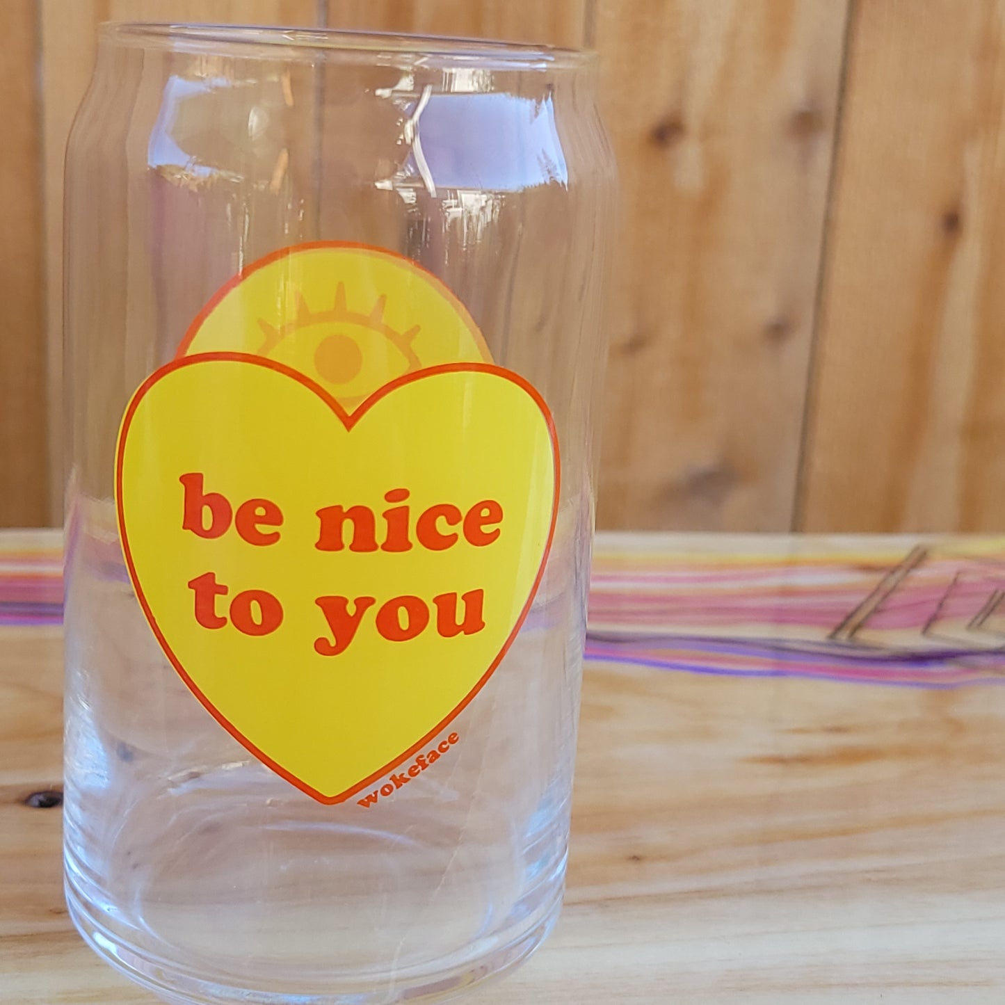 Be Nice To You Drinking Glass- Red/Yellow
