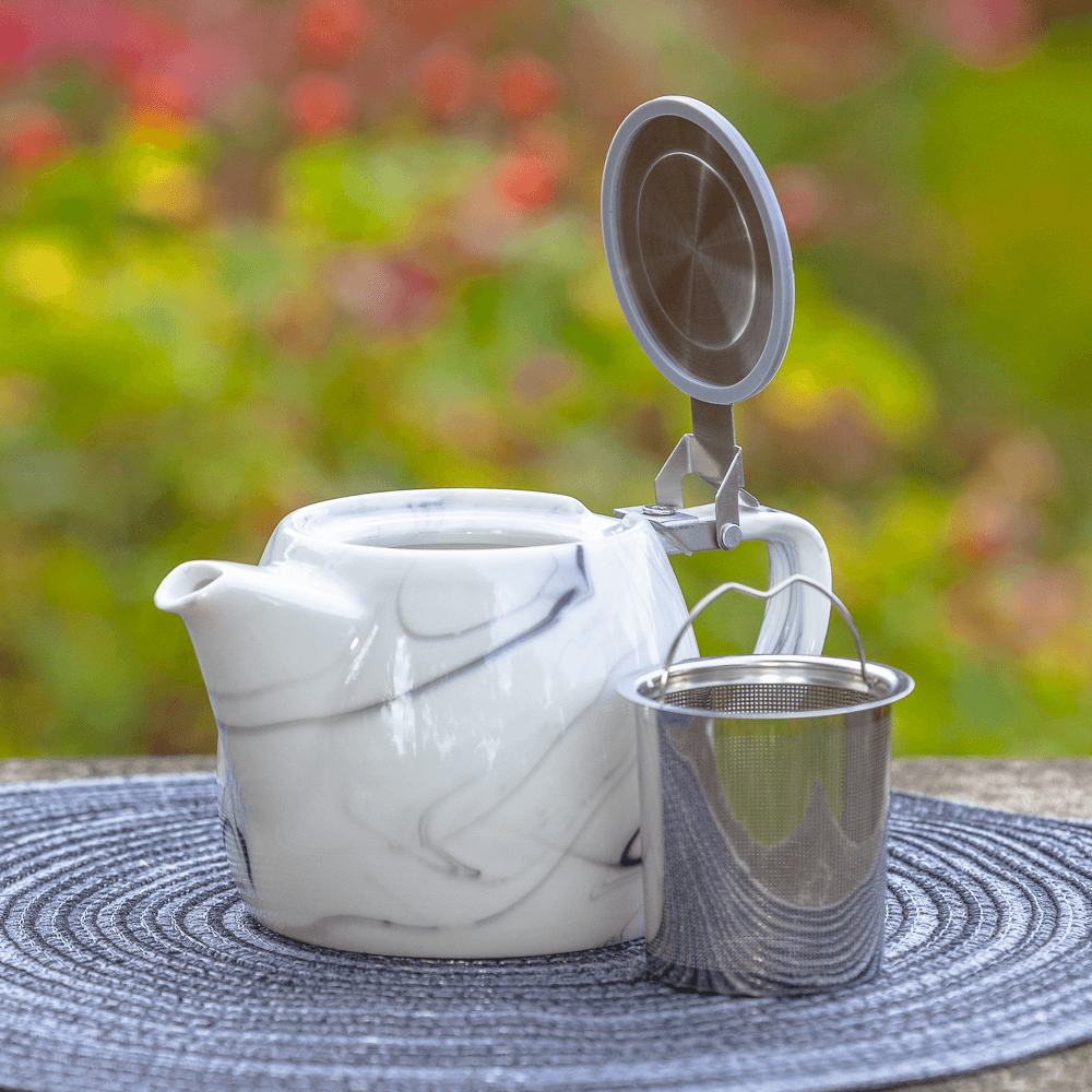 Marble Porcelain 22oz Teapot - Grey