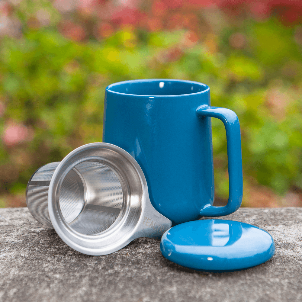 Peak Ceramic Mug with Infuser - 19.5oz - Blue