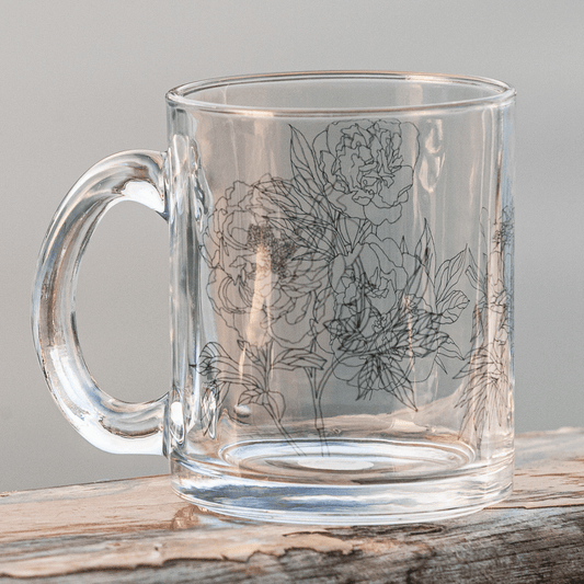 Peony Glass Mug