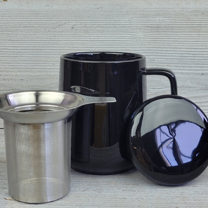 Peak Ceramic Mug with Infuser - 19.5oz - Black