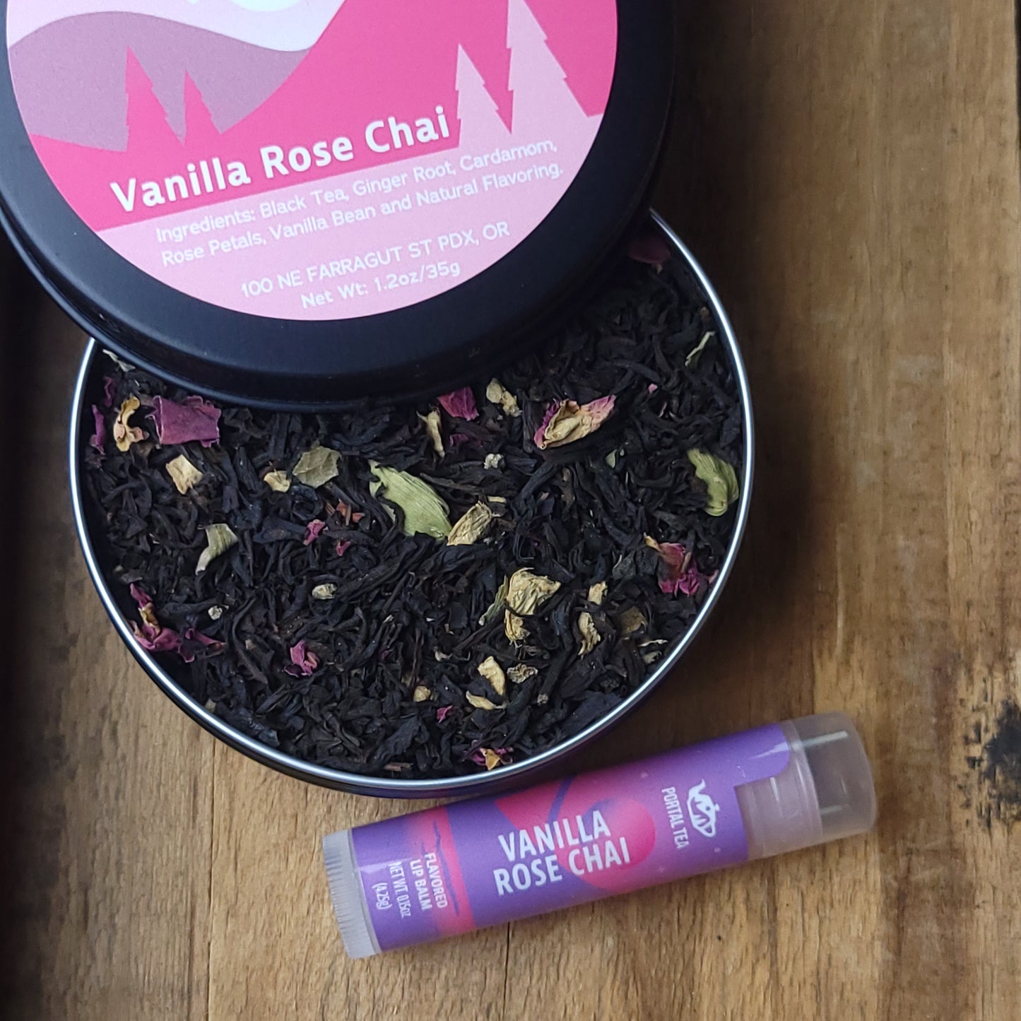 Tea Gift Tin & Lip Balm Gift Set - #69 Vanilla Rose Chai
