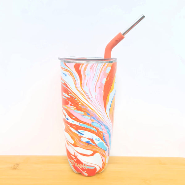 Marble Swirl Tumbler with Straw