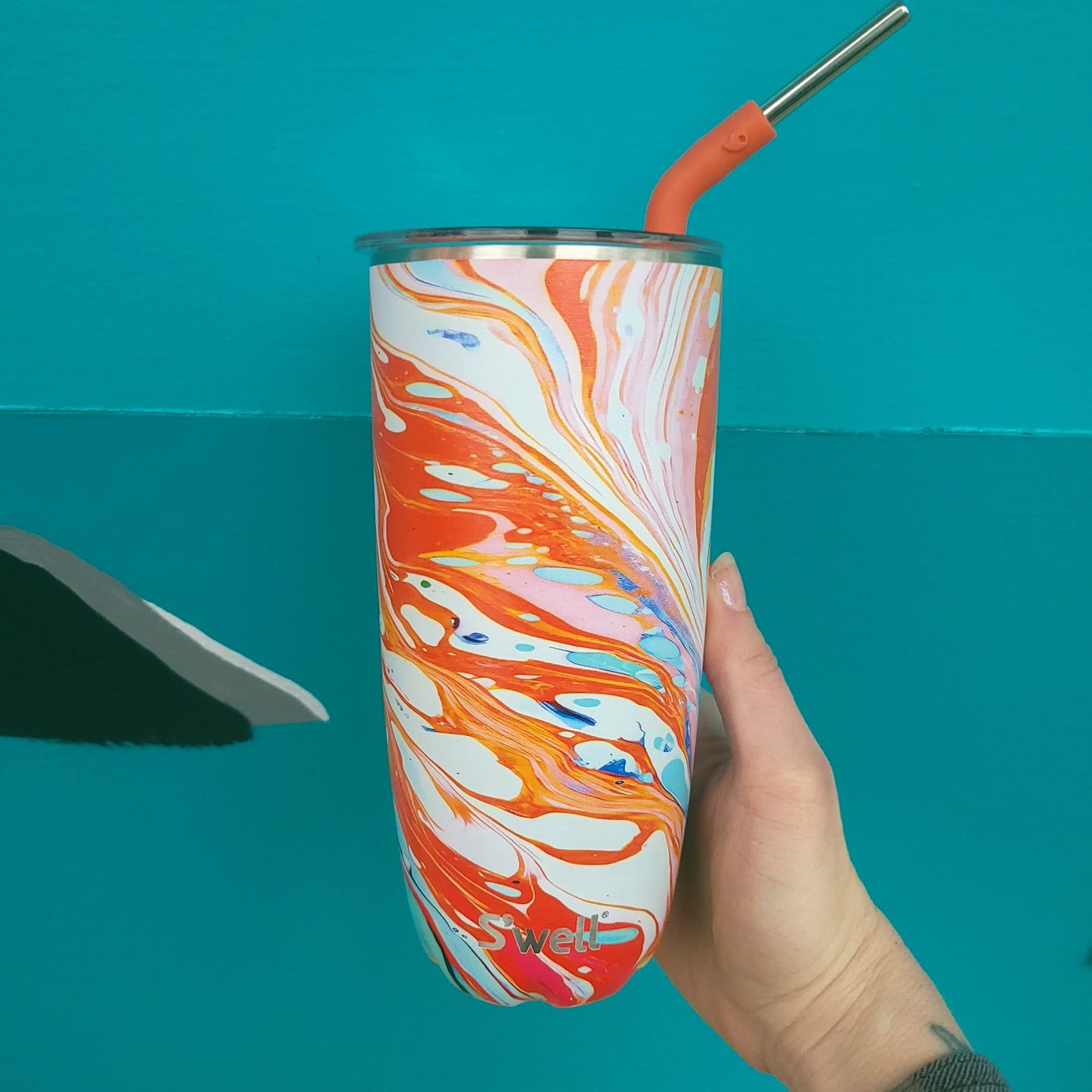 Marble Swirl Tumbler with Straw